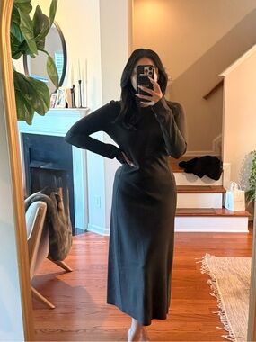 Rag & Bone Army Yan Dress Dark Green 100% Wool Long Sleeve Sweater Dress
